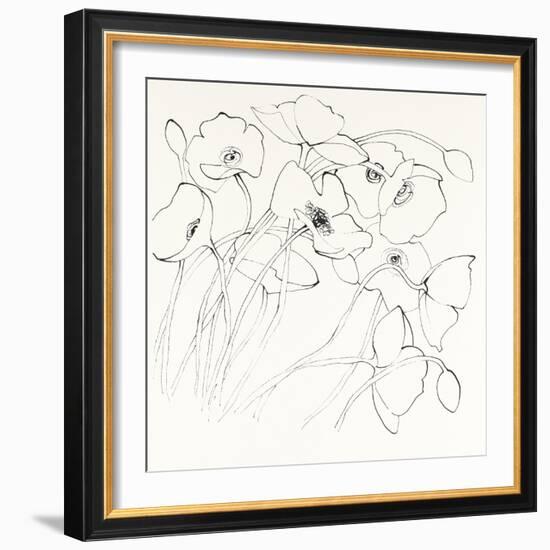 Black Line Poppies II-Shirley Novak-Framed Art Print