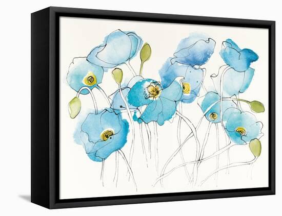 Black Line Poppies III Watercolor-Shirley Novak-Framed Stretched Canvas