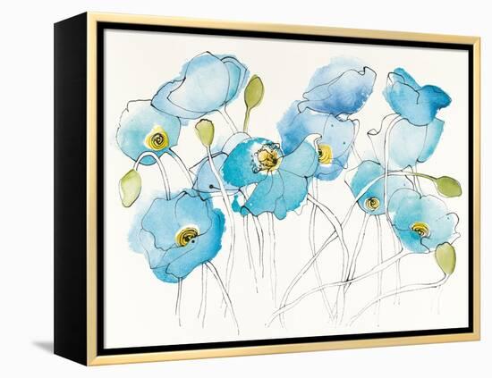 Black Line Poppies III Watercolor-Shirley Novak-Framed Stretched Canvas