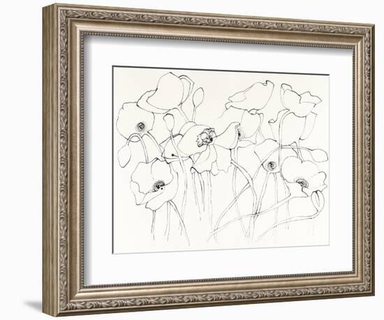 Black Line Poppies III-Shirley Novak-Framed Art Print