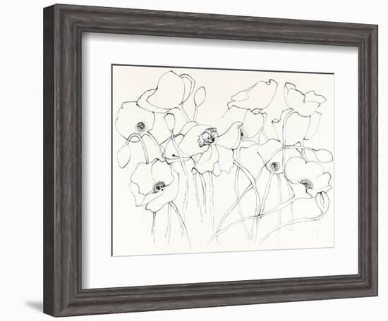 Black Line Poppies III-Shirley Novak-Framed Art Print