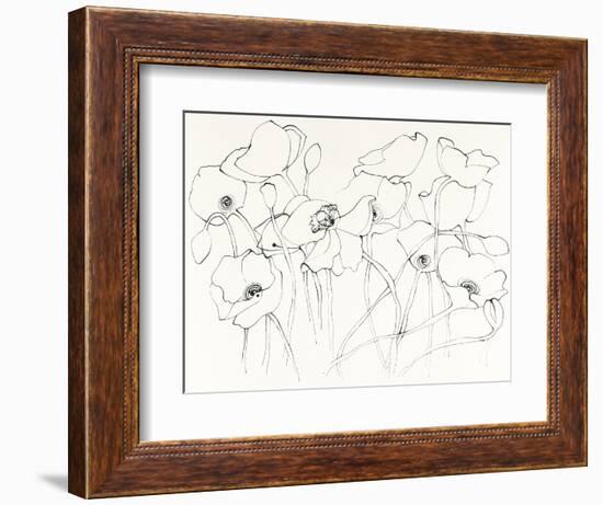 Black Line Poppies III-Shirley Novak-Framed Art Print