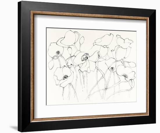 Black Line Poppies III-Shirley Novak-Framed Art Print