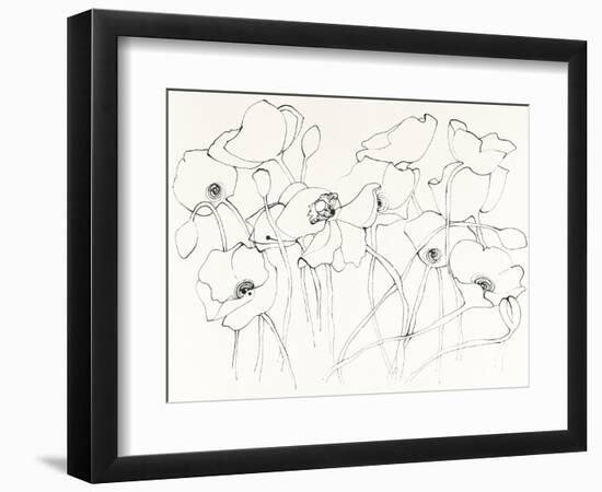 Black Line Poppies III-Shirley Novak-Framed Art Print