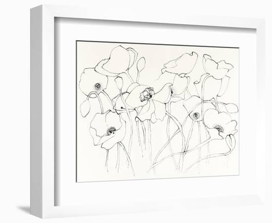 Black Line Poppies III-Shirley Novak-Framed Art Print