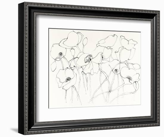 Black Line Poppies III-Shirley Novak-Framed Art Print