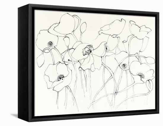 Black Line Poppies III-Shirley Novak-Framed Stretched Canvas