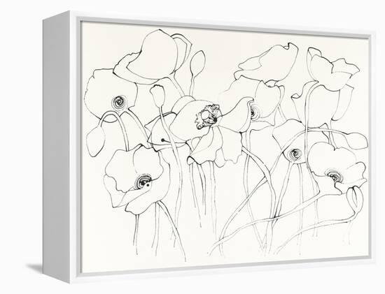 Black Line Poppies III-Shirley Novak-Framed Stretched Canvas