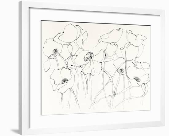 Black Line Poppies III-Shirley Novak-Framed Art Print