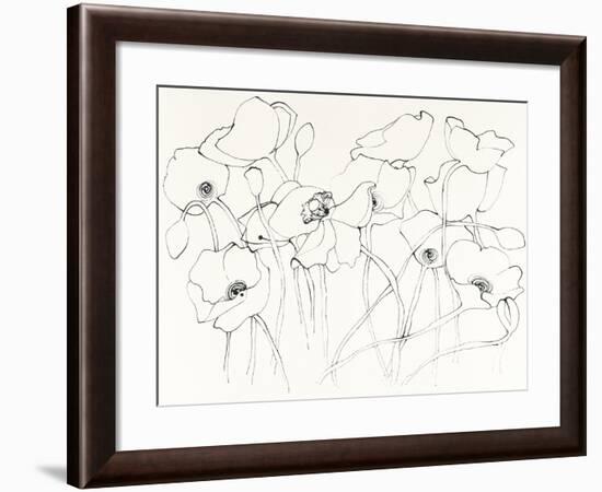 Black Line Poppies III-Shirley Novak-Framed Art Print