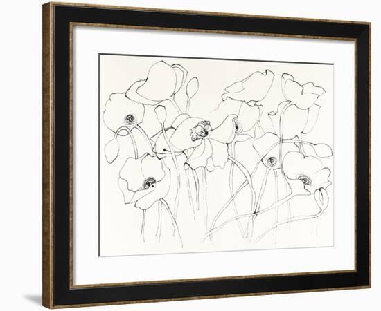 Black Line Poppies III-Shirley Novak-Framed Art Print