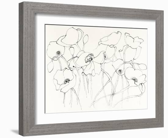 Black Line Poppies III-Shirley Novak-Framed Art Print