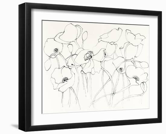 Black Line Poppies III-Shirley Novak-Framed Art Print