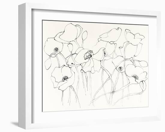 Black Line Poppies III-Shirley Novak-Framed Art Print