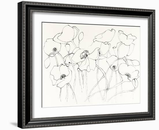Black Line Poppies III-Shirley Novak-Framed Art Print