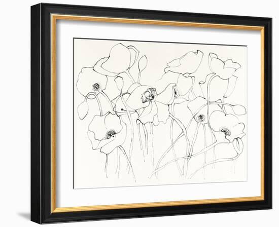 Black Line Poppies III-Shirley Novak-Framed Art Print