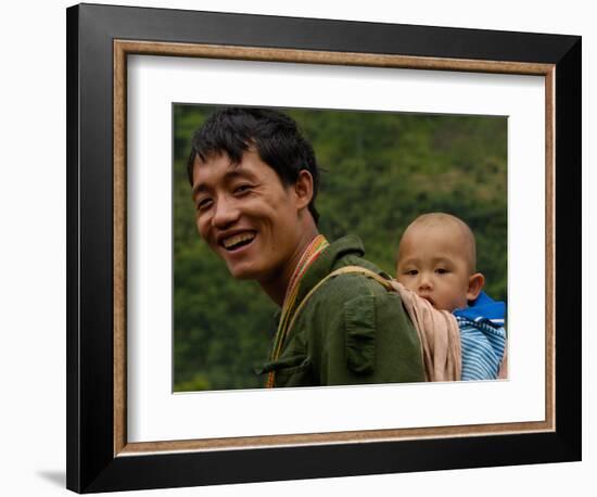 Black Lisu Carrying Baby at Market near Fugong, Nujiang Prefecture, Yunnan Province, China-Pete Oxford-Framed Photographic Print