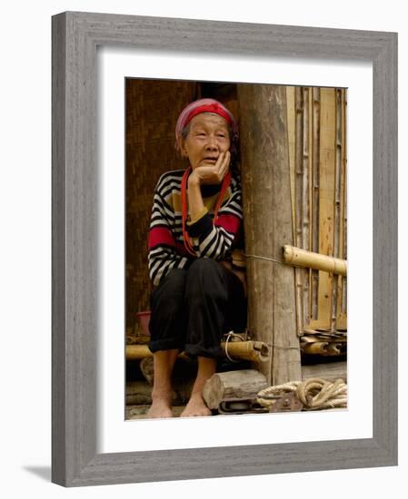 Black Lisu Woman near Fulong, Nujiang Prefecture, Yunnan Province, China-Pete Oxford-Framed Photographic Print