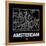 Black Map of Amsterdam-NaxArt-Framed Stretched Canvas