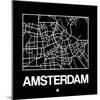 Black Map of Amsterdam-NaxArt-Mounted Art Print