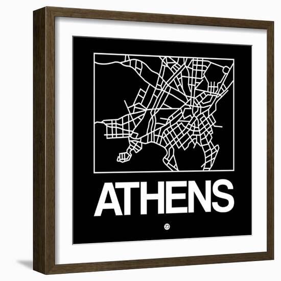 Black Map of Athens-NaxArt-Framed Art Print