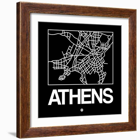 Black Map of Athens-NaxArt-Framed Art Print