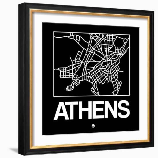 Black Map of Athens-NaxArt-Framed Art Print