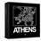 Black Map of Athens-NaxArt-Framed Stretched Canvas