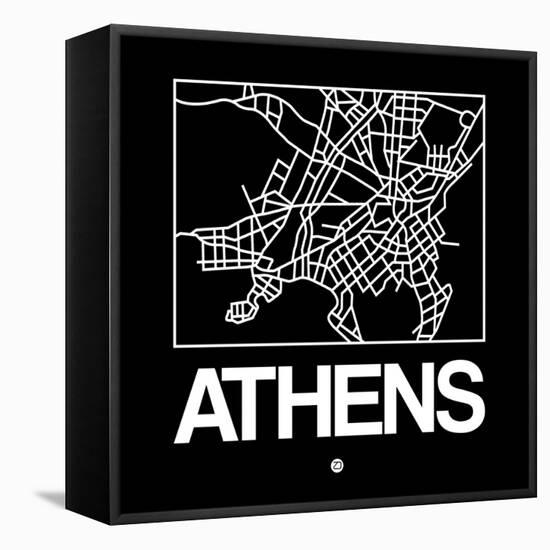 Black Map of Athens-NaxArt-Framed Stretched Canvas