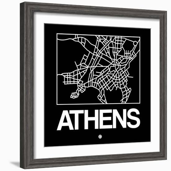 Black Map of Athens-NaxArt-Framed Premium Giclee Print