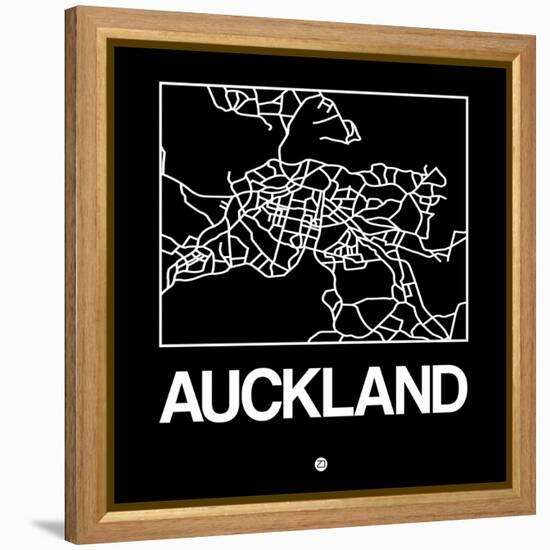 Black Map of Auckland-NaxArt-Framed Stretched Canvas