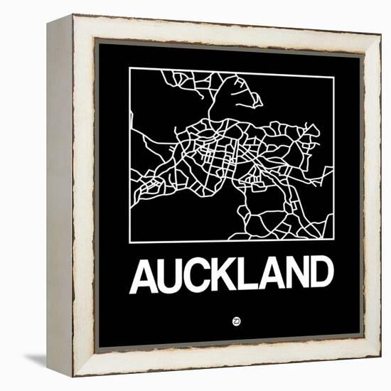 Black Map of Auckland-NaxArt-Framed Stretched Canvas