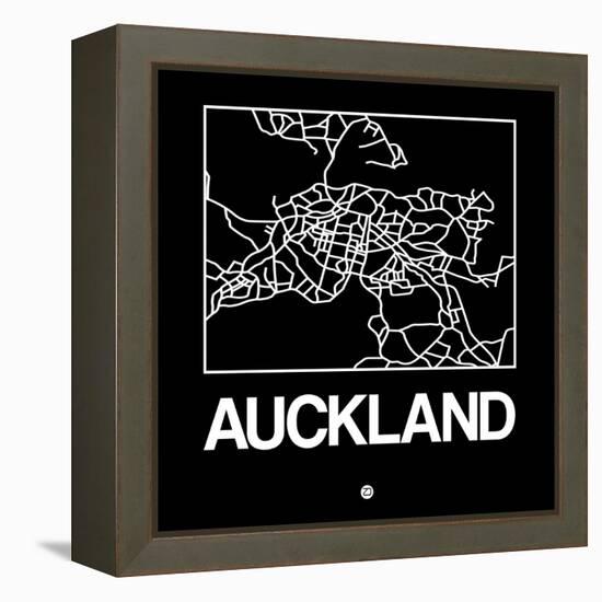 Black Map of Auckland-NaxArt-Framed Stretched Canvas