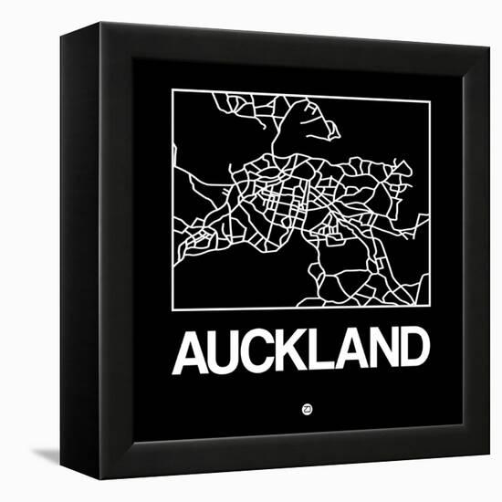 Black Map of Auckland-NaxArt-Framed Stretched Canvas