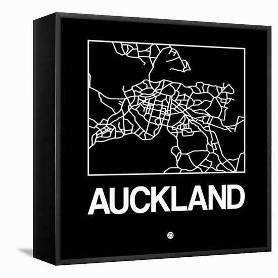 Black Map of Auckland-NaxArt-Framed Stretched Canvas