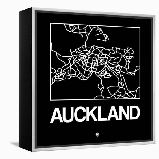 Black Map of Auckland-NaxArt-Framed Stretched Canvas