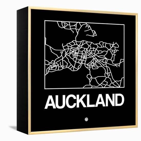 Black Map of Auckland-NaxArt-Framed Stretched Canvas