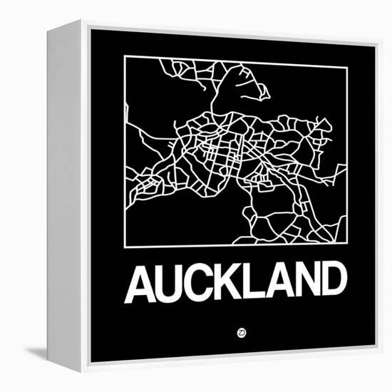 Black Map of Auckland-NaxArt-Framed Stretched Canvas