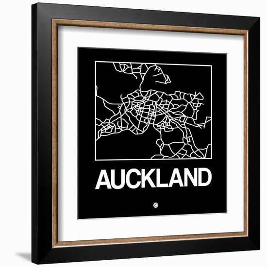 Black Map of Auckland-NaxArt-Framed Art Print