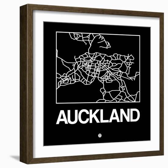 Black Map of Auckland-NaxArt-Framed Art Print