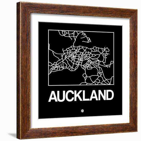 Black Map of Auckland-NaxArt-Framed Art Print