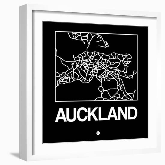 Black Map of Auckland-NaxArt-Framed Art Print