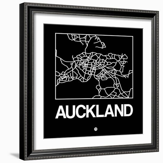 Black Map of Auckland-NaxArt-Framed Art Print