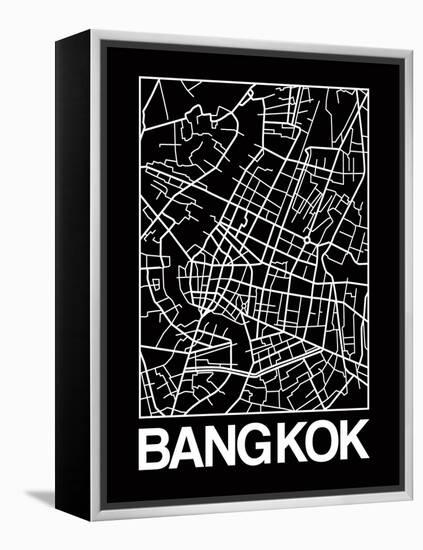 Black Map of Bangkok-NaxArt-Framed Stretched Canvas