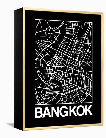 Black Map of Bangkok-NaxArt-Framed Stretched Canvas