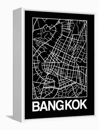 Black Map of Bangkok-NaxArt-Framed Stretched Canvas