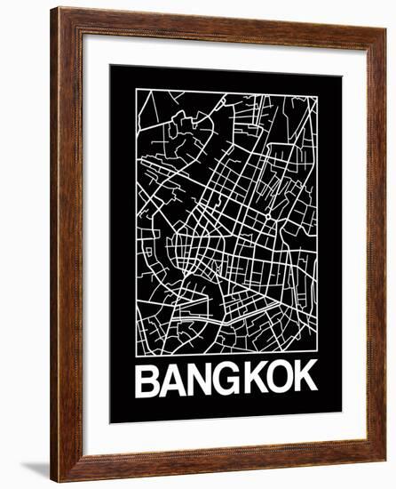 Black Map of Bangkok-NaxArt-Framed Art Print