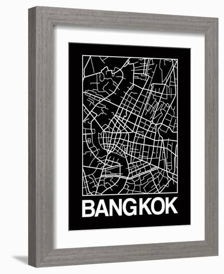 Black Map of Bangkok-NaxArt-Framed Art Print