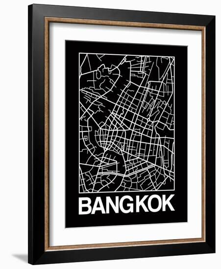 Black Map of Bangkok-NaxArt-Framed Art Print