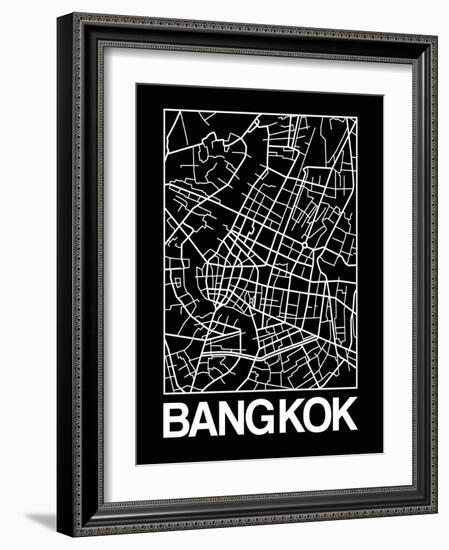 Black Map of Bangkok-NaxArt-Framed Art Print